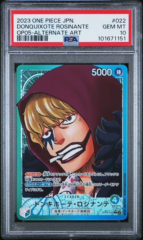 2023 One Piece Japanese Awakening Of The New Era 022 Donquixote Rosinante Alternate Art PSA 10