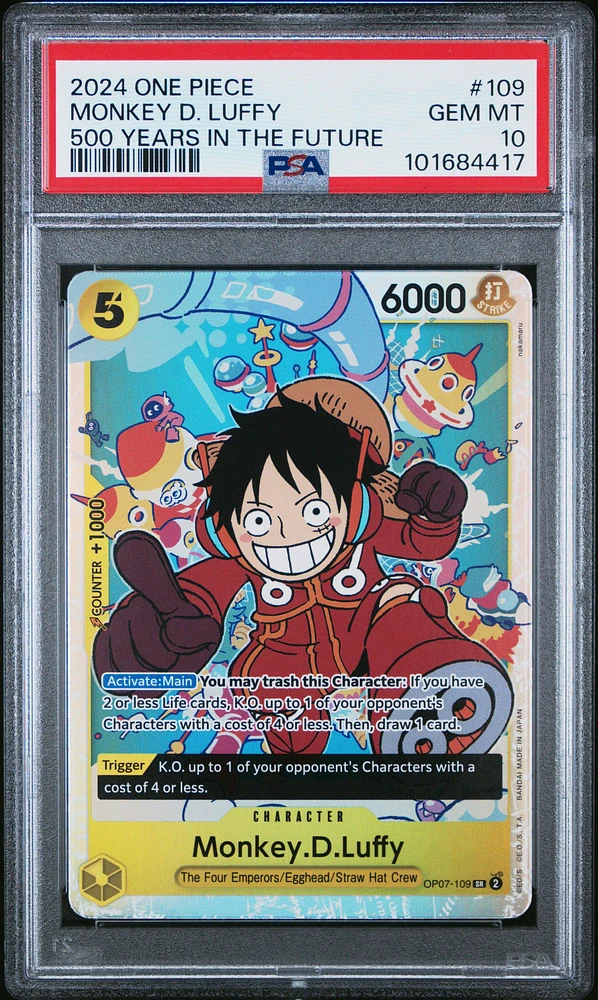 2024 One Piece Op07-500 Years In The Future 109 Monkey D. Luffy PSA 10