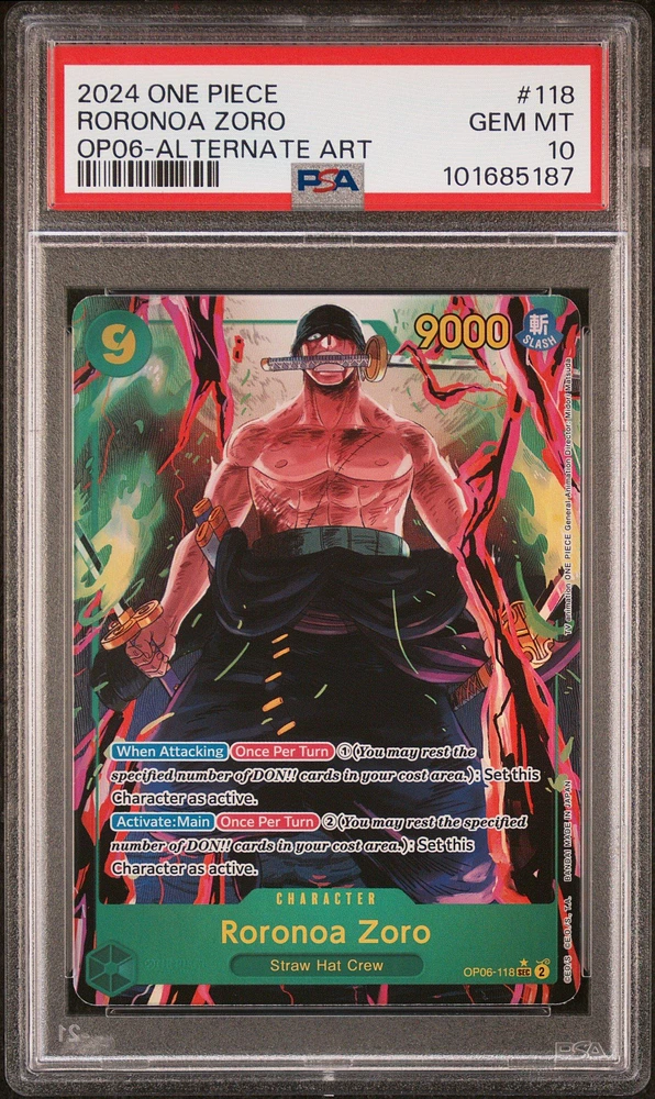 2024 One Piece Wings Of The Captain 118 Roronoa Zoro Alternate Art PSA 10