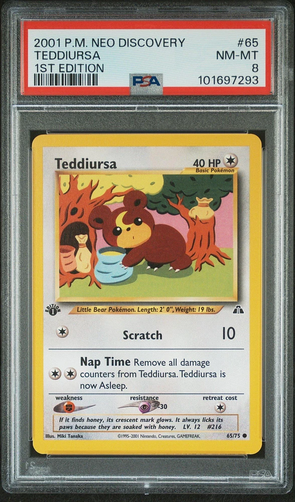 2001 Pokemon Neo Discovery 65 Teddiursa 1st Edition PSA