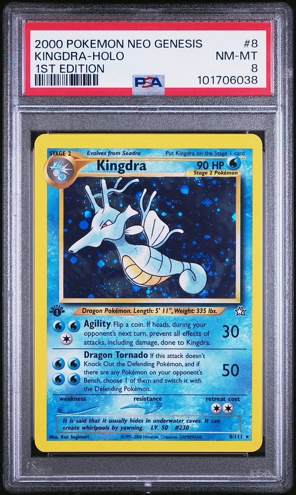 2000 Pokemon Neo Genesis 1st Edition 8 Kingdra-holo PSA 8