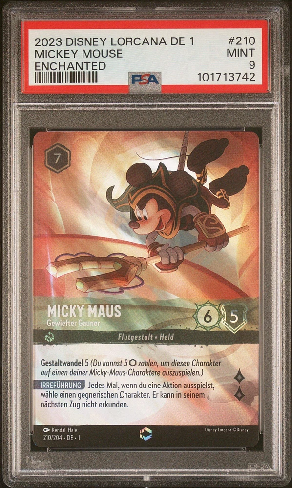2023 Disney Lorcana German De 1-the First Chapter 210 Mickey Mouse - Artful Rogue Enchanted PSA 9