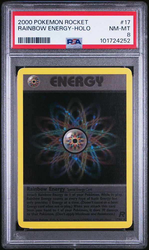 2000 Pokemon Rocket 17 Rainbow Energy-holo PSA 8