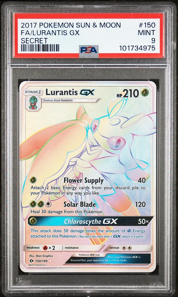 2017 Pokemon Sun & Moon 150 Full Art/lurantis Gx Secret PSA