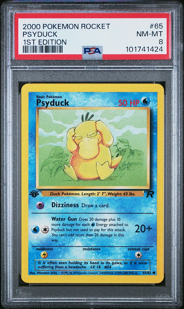 2000 Pokemon Rocket 65 Psyduck 1st Edition PSA