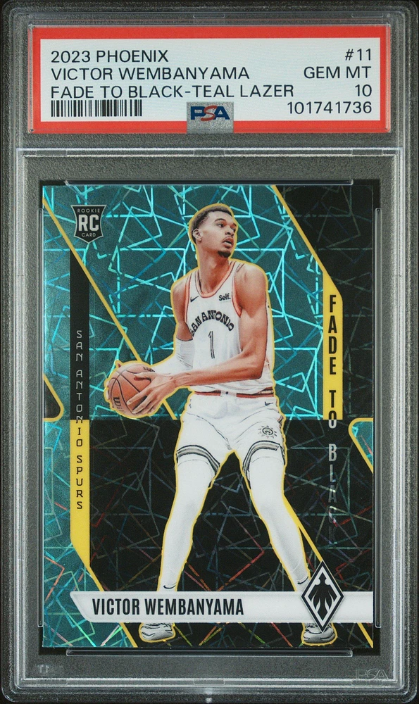 2023 Panini Phoenix Fade To Black 11 Victor Wembanyama Teal Lazer PSA 10
