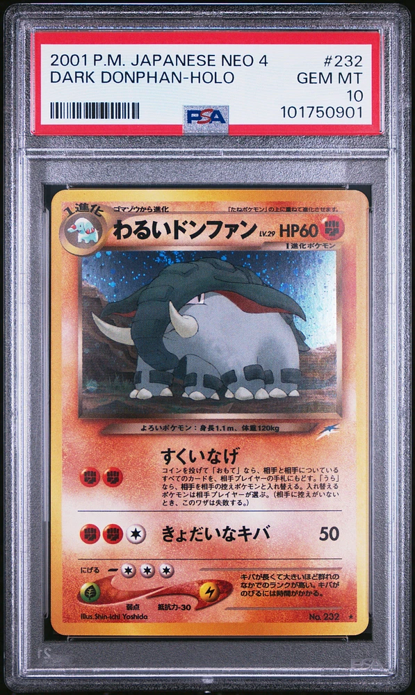 2001 Pokemon Japanese Neo 4 232 Dark Donphan-holo PSA