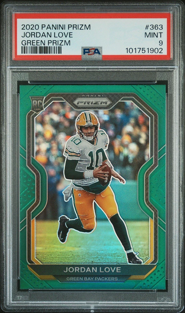 2020 Panini Prizm 363 Jordan Love Green Prizm PSA 9
