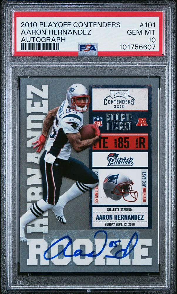 2010 Playoff Contenders 101 Aaron Hernandez Autograph PSA 10