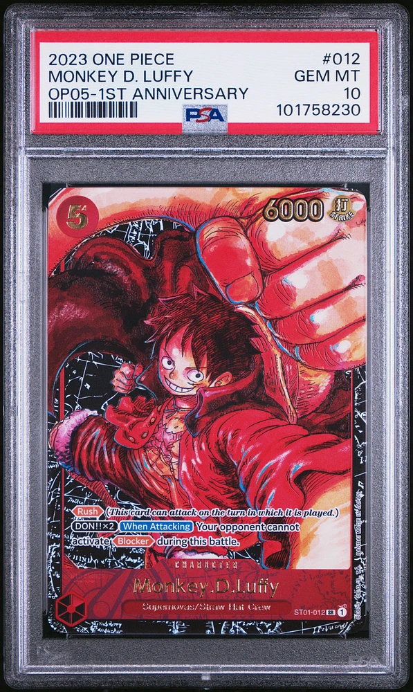 2023 One Piece Awakening Of The New Era 012 Monkey D. Luffy 1st Anniversary PSA 10