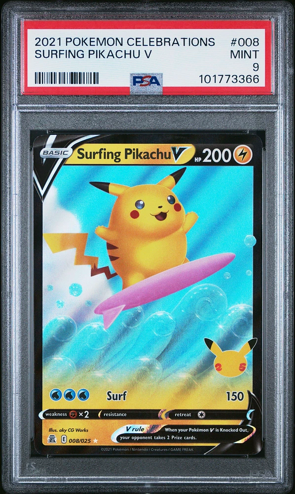 2021 Pokemon Celebrations 008 Surfing Pikachu V PSA