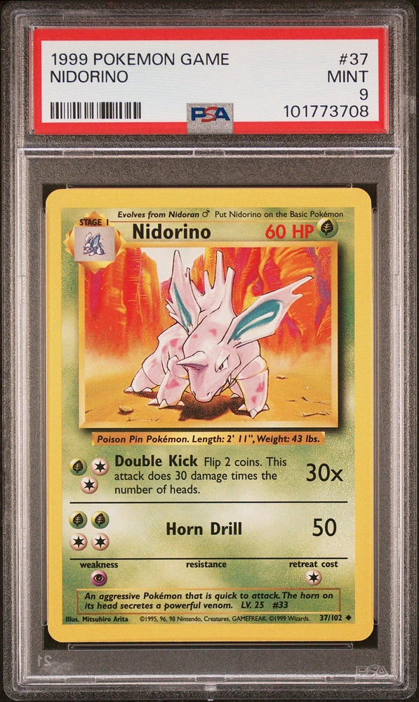 1999 Pokemon Game 37 Nidorino PSA