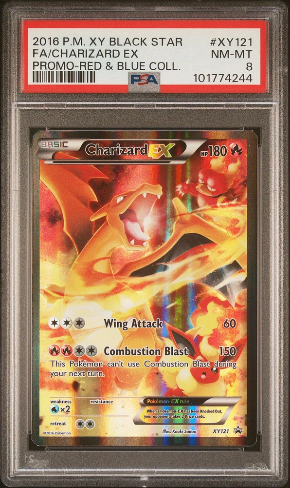 2016 Pokemon Xy Black Star Promo Xy121 Full Art/charizard Ex Red & Blue Collection PSA
