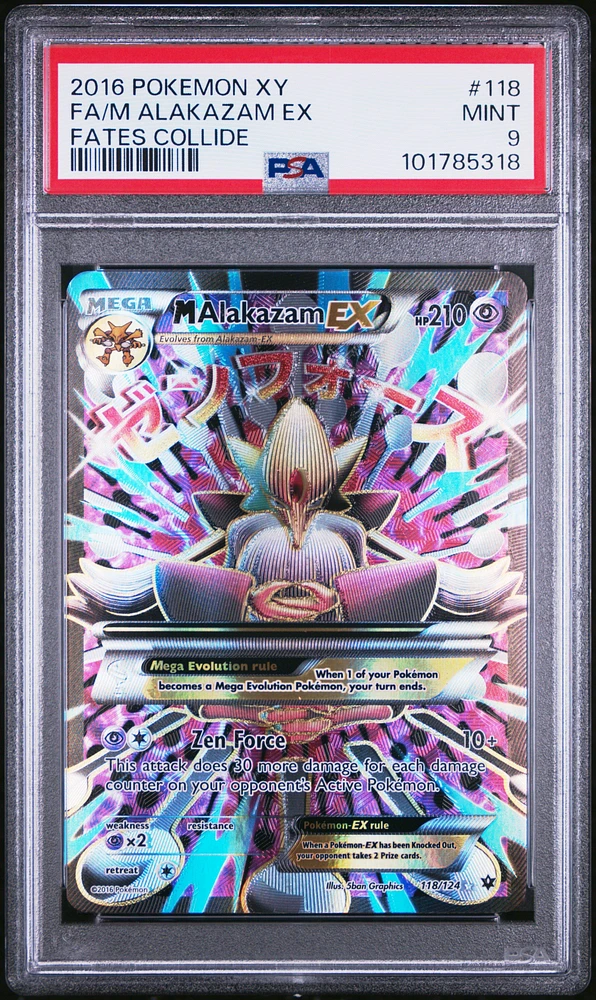 2016 Pokemon Xy Fates Collide 118 Full Art/m Alakazam Ex PSA