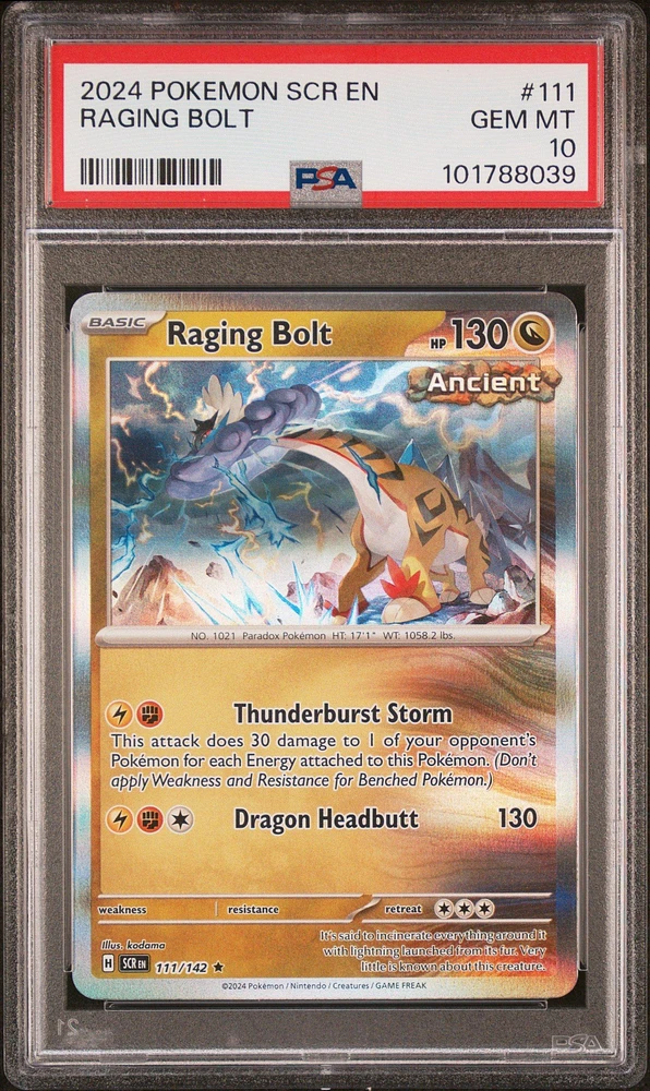 2024 Pokemon Scr En-stellar Crown 111 Raging Bolt PSA