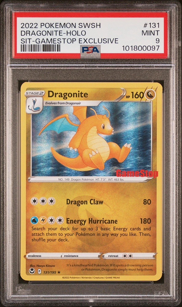 2022 Pokemon Sword & Shield Silver Tempest 131 Dragonite-holo Gamestop Exclusive PSA