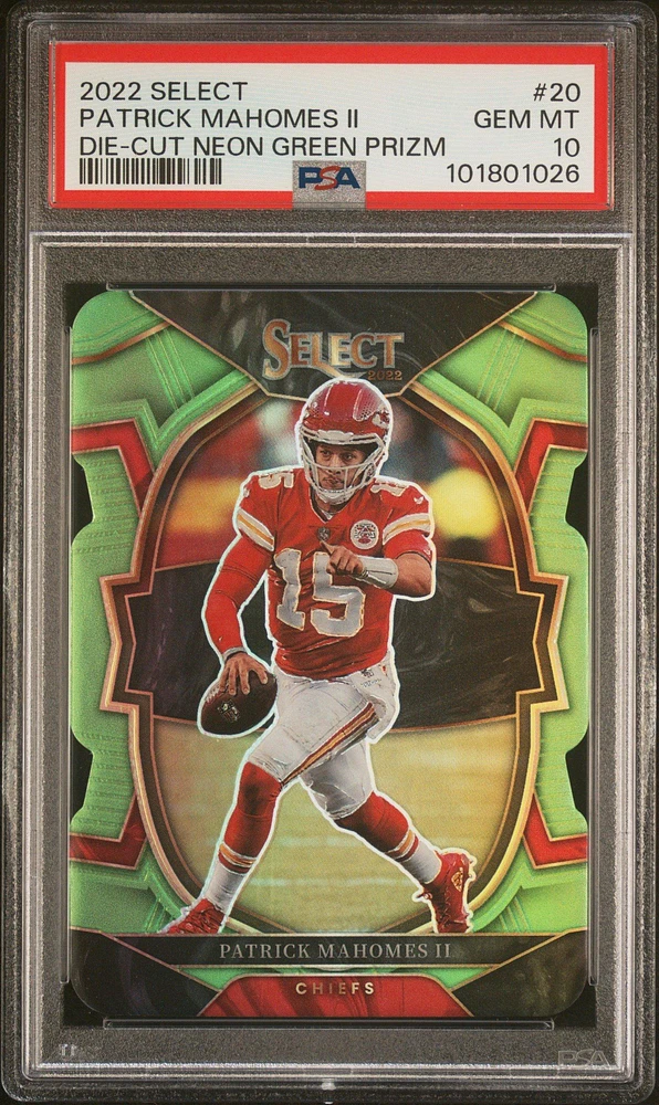 Panini Select Patrick Mahomes Ii Die-cut Neon Green Prizm PSA 10