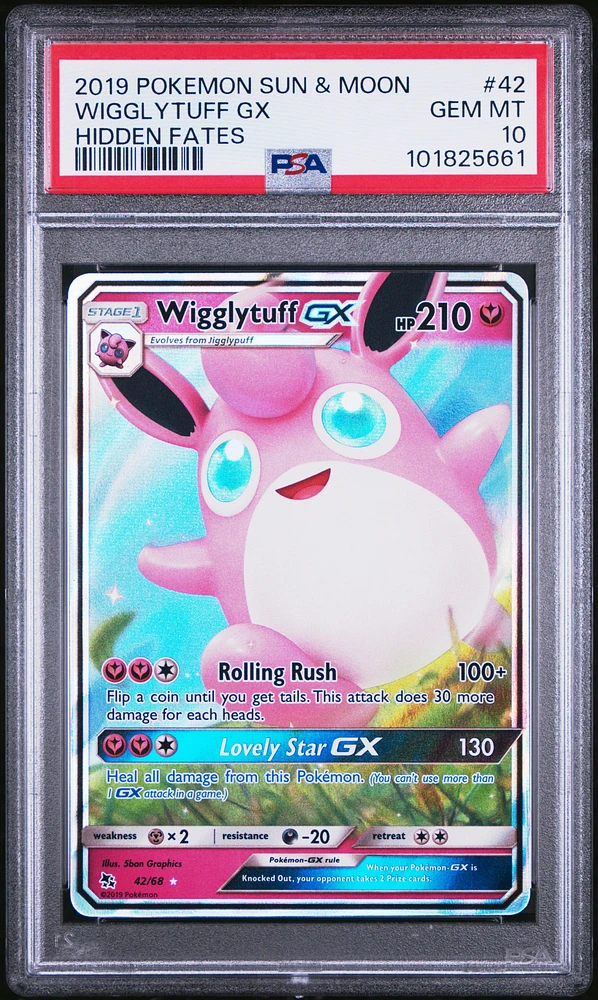 2019 Pokemon Sun & Moon Hidden Fates 42 Wigglytuff Gx PSA