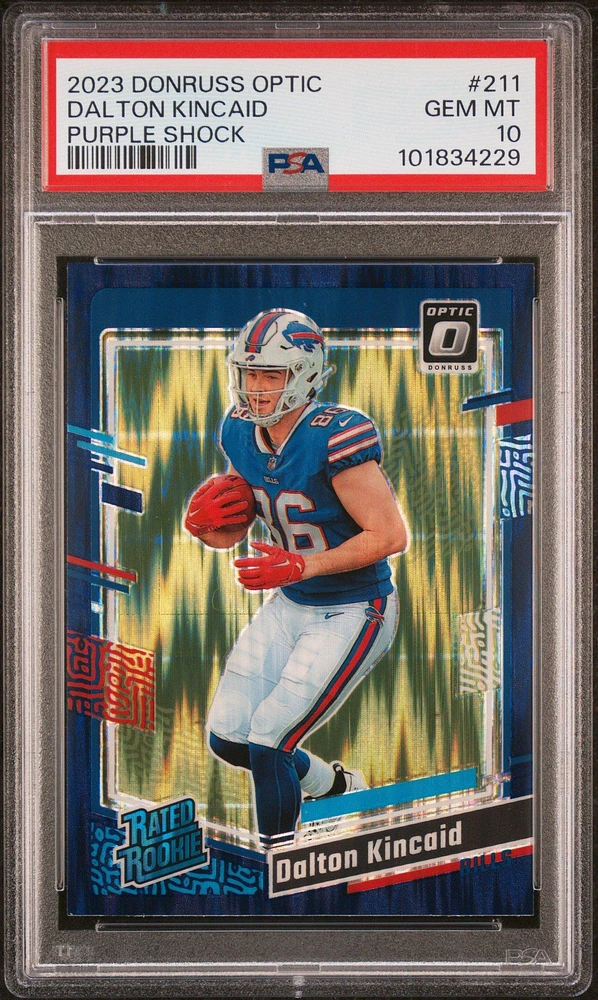 2023 Panini Donruss Optic 211 Dalton Kincaid Purple Shock PSA 10