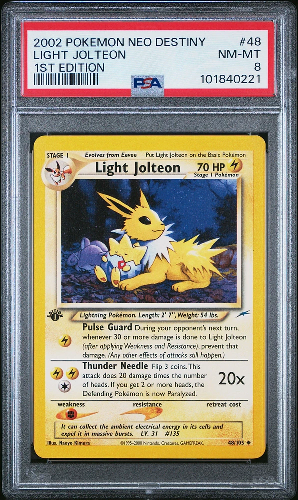 2002 Pokemon Neo Destiny 48 Light Jolteon 1st Edition PSA