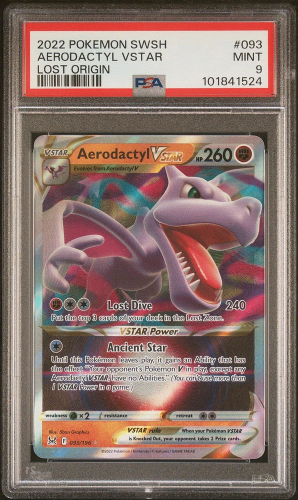2022 Pokemon Sword & Shield Lost Origin 093 Aerodactyl Vstar PSA