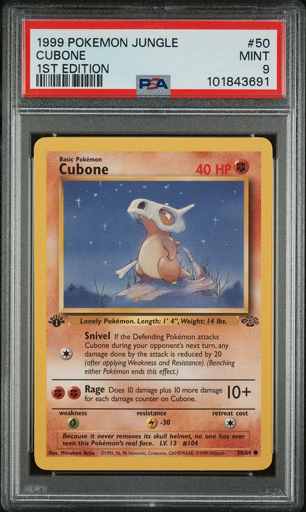 1999 Pokemon Jungle 50 Cubone 1st Edition PSA