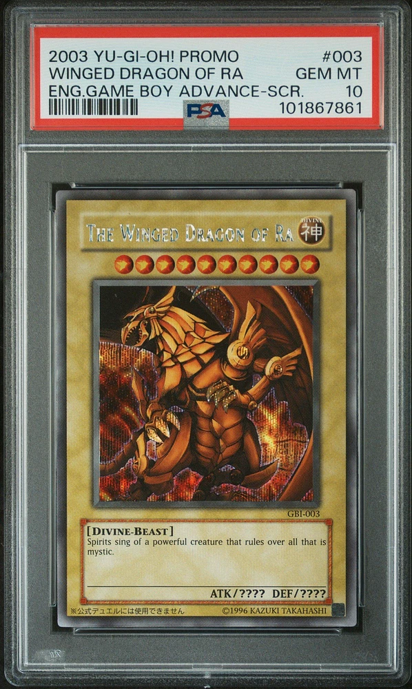 2003 Yu-gi-oh! Promo 003 The Winged Dragon Of Ra English Game Boy Advance-secret Rare PSA