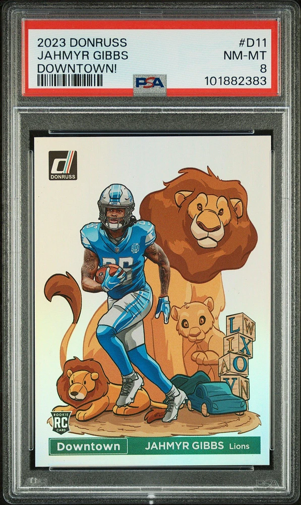 2023 Panini Donruss Downtown! D11 Jahmyr Gibbs PSA 8