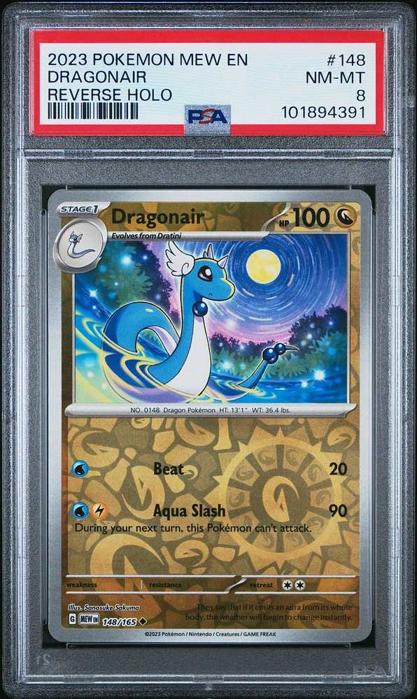 2023 Pokemon Mew En-151 148 Dragonair Reverse Holo PSA 8