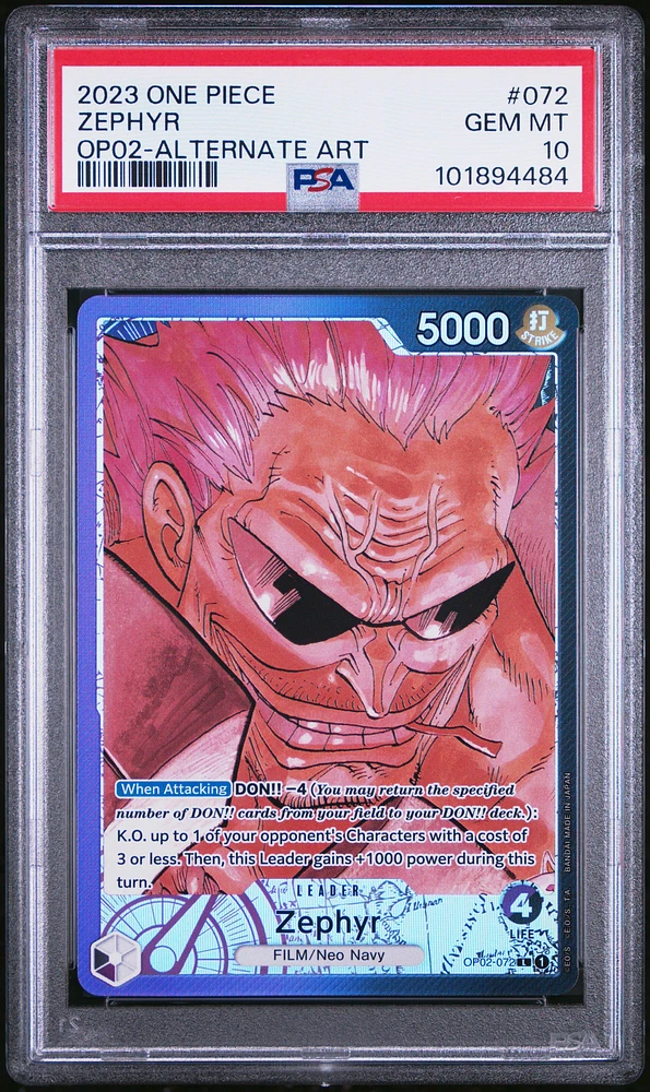 2023 One Piece Paramount War 072 Zephyr Alternate Art PSA