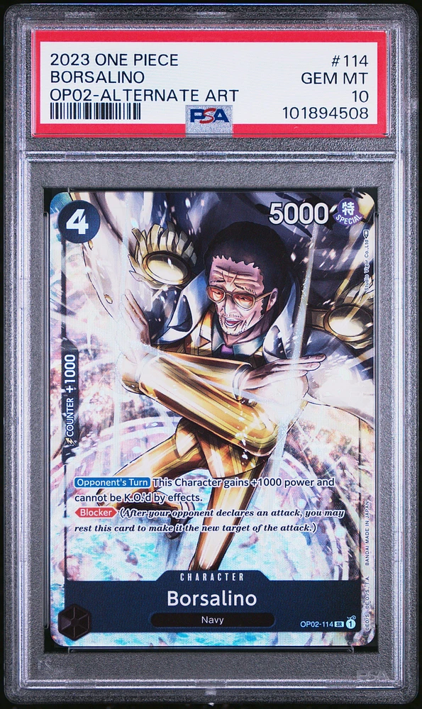 2023 One Piece Op02-paramount War 114 Borsalino Alternate Art PSA 10