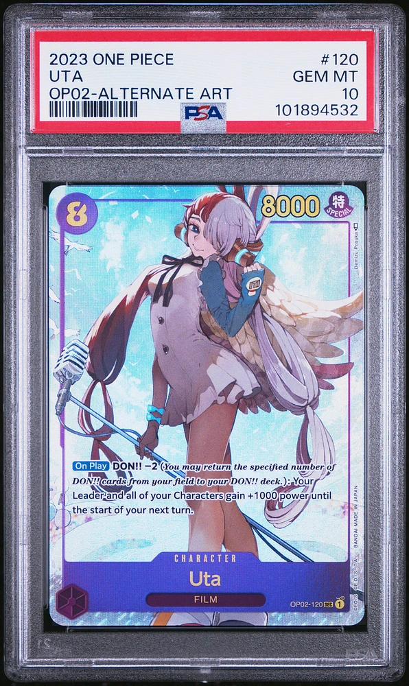 2023 One Piece Op02-paramount War 120 Uta Alternate Art PSA 10