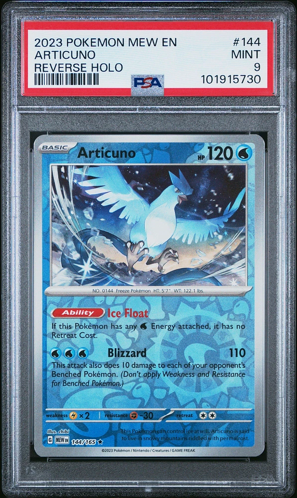 2023 Pokemon Mew En-151 144 Articuno Reverse Holo PSA 9