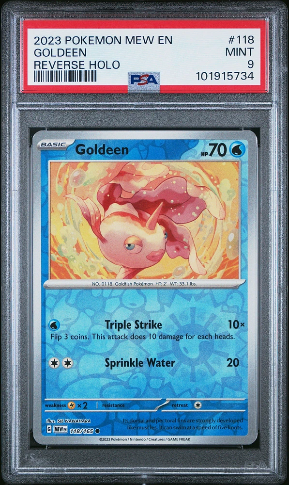 2023 Pokemon Mew En-151 118 Goldeen Reverse Holo PSA 9