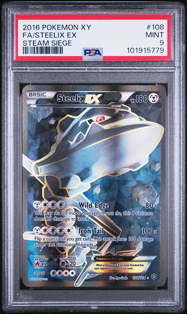 2016 Pokemon Xy Steam Siege 108 Full Art/steelix Ex PSA