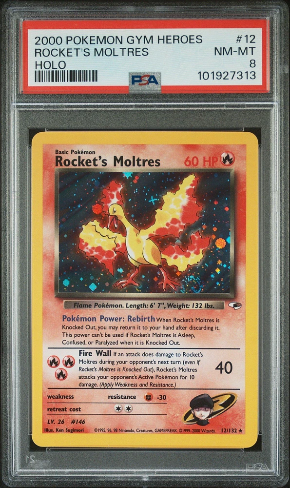 2000 Pokemon Gym Heroes 12 Rocket's Moltres Holo PSA