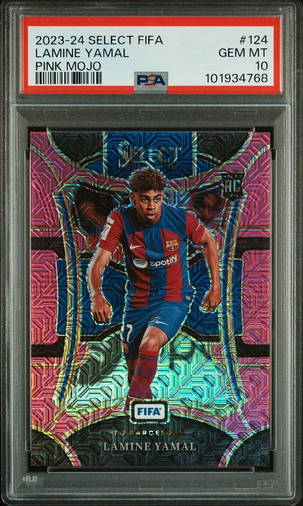 2023-24 Panini Select Fifa 124 Lamine Yamal Pink Mojo PSA 10