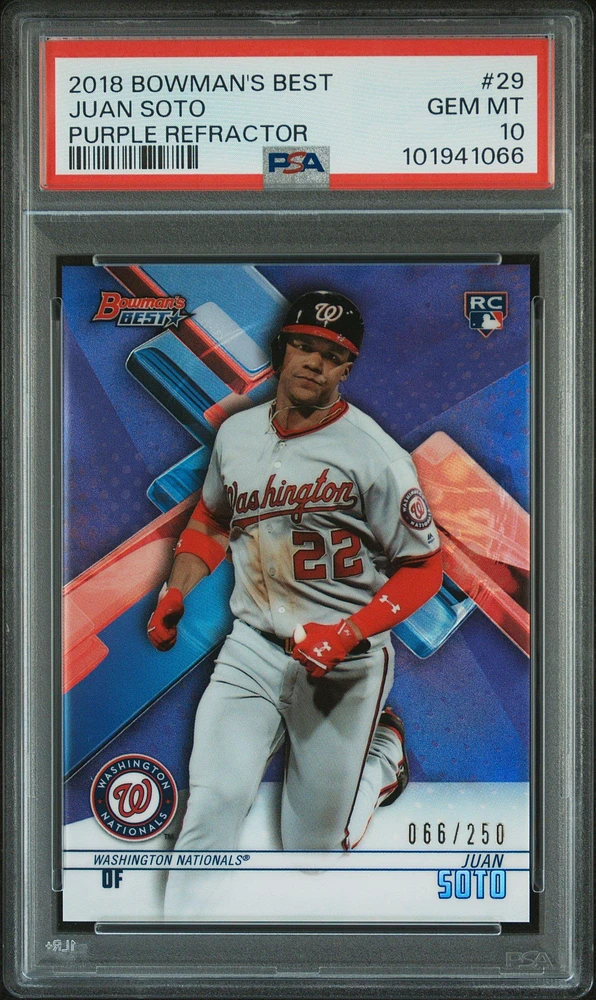 2018 Bowman's Best 29 Juan Soto Purple Refractor PSA 10