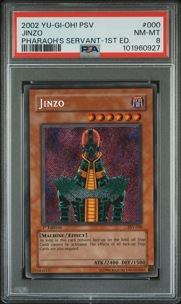 2002 Yu-gi-oh! Psv-pharaoh's Servant 000 Jinzo 1st Edition PSA 8