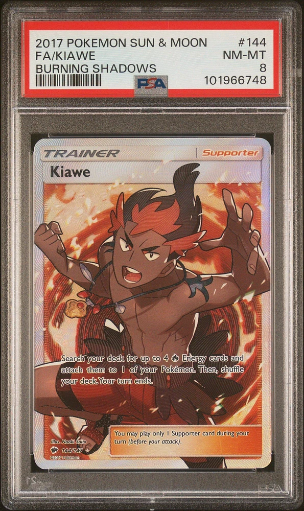 2017 Pokemon Sun & Moon Burning Shadows 144 Full Art/kiawe PSA