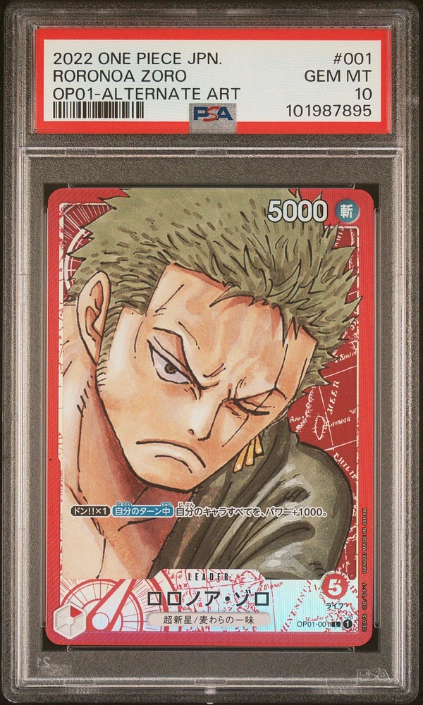 2022 One Piece Japanese Op01-romance Dawn Roronoa Zoro Alternate Art PSA 10