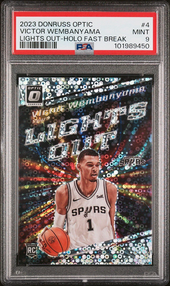 2023 Panini Donruss Optic Lights Out 4 Victor Wembanyama Holo Fast Break PSA 9