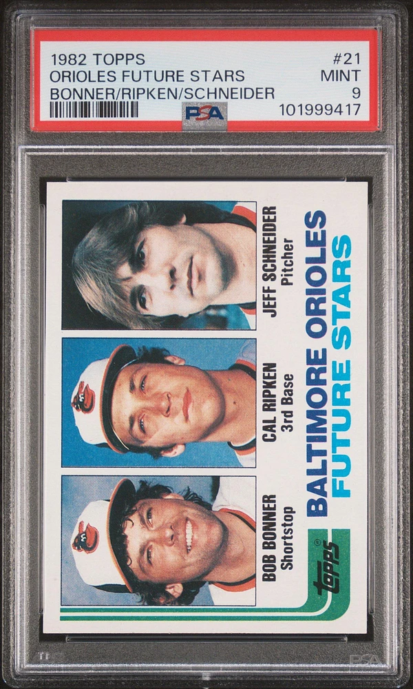 1982 Topps 21 Orioles Future Stars Bonner/ripken/schneider PSA 9