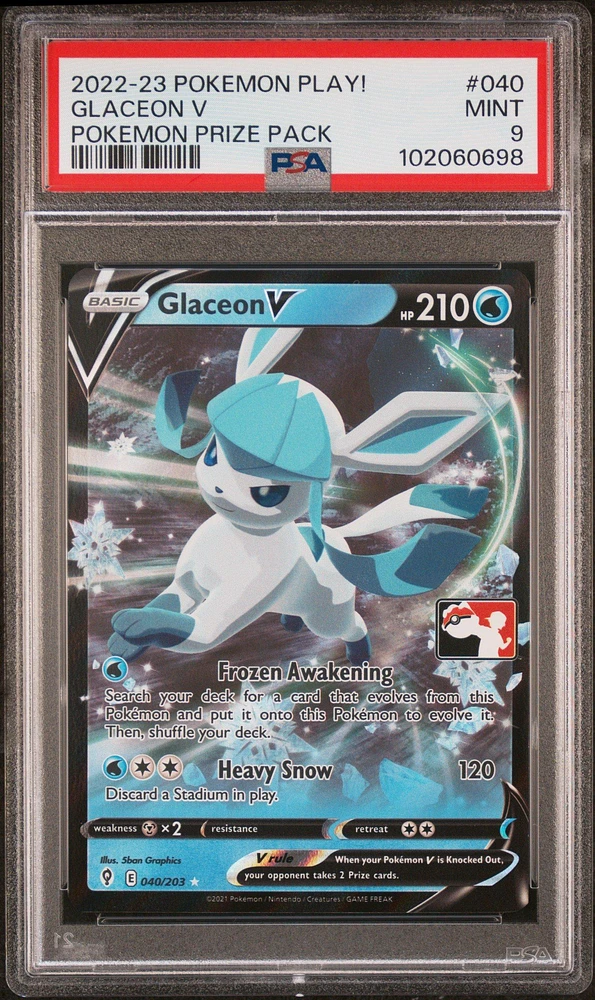 2022-2023 Pokemon Play! Pokemon Prize Pack 040 Glaceon V PSA 9