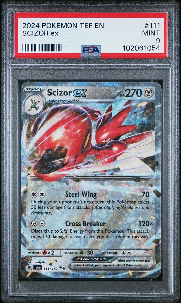 2024 Pokemon Tef En-temporal Forces Scizor Ex PSA