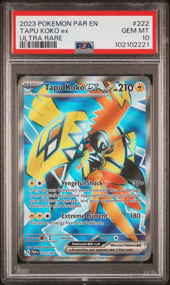 2023 Pokemon Par En-paradox Rift 222 Tapu Koko Ex Ultra Rare PSA