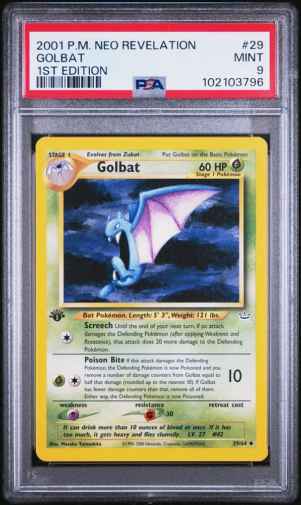 2001 Pokemon Neo Revelation 1st Edition 29 Golbat PSA