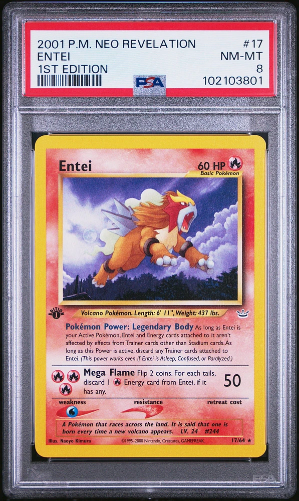 2001 Pokemon Neo Revelation 1st Edition Entei PSA