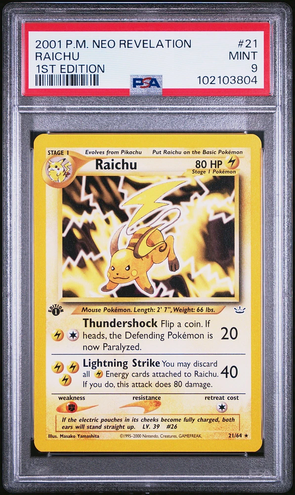2001 Pokemon Neo Revelation 1st Edition 21 Raichu PSA
