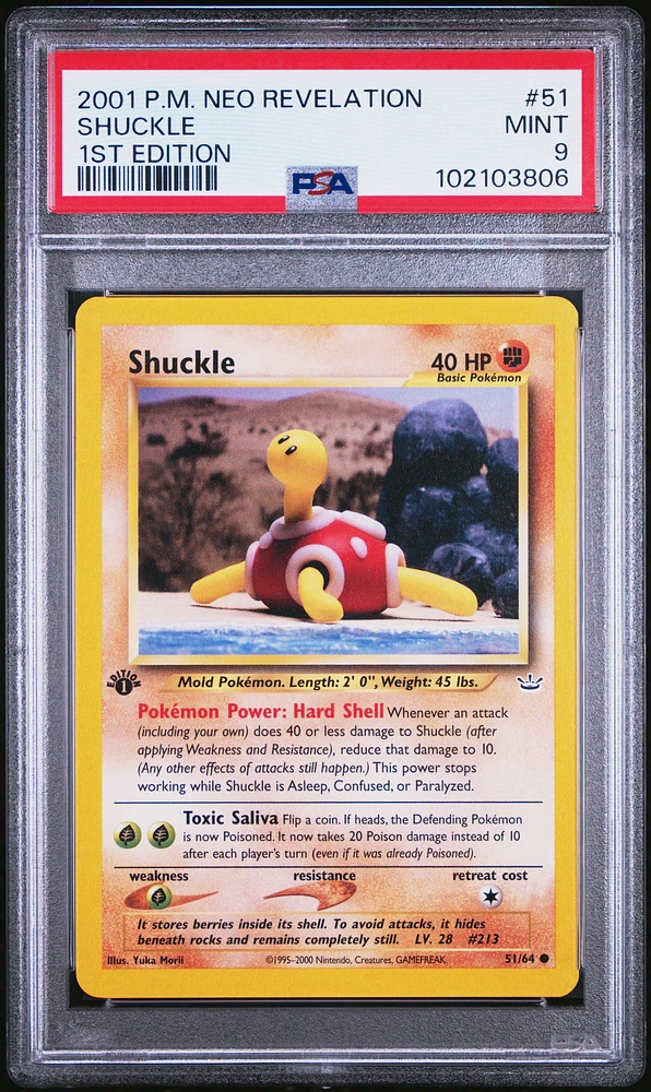 2001 Pokemon Neo Revelation 1st Edition 51 Shuckle PSA 9